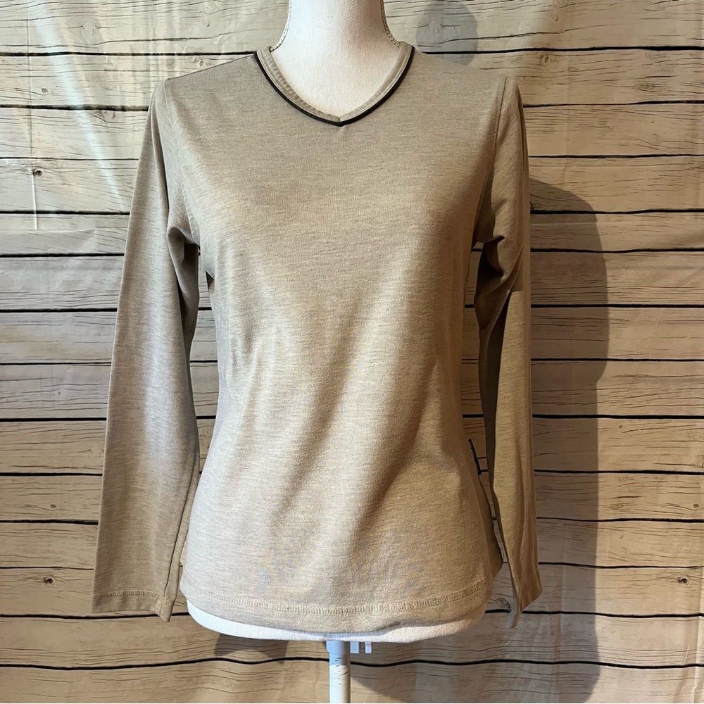 The North Face Heathered Tan Pullover Crew Long Sleeve Tee Size Small